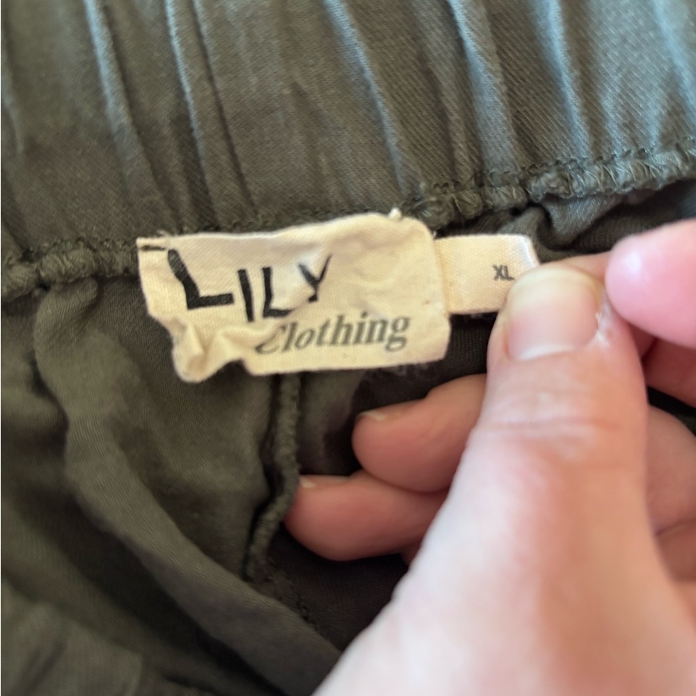 Lily Clothing 100% Cotton Drawstring Shorts, Olive Green, Size XL - Picture 7 of 9